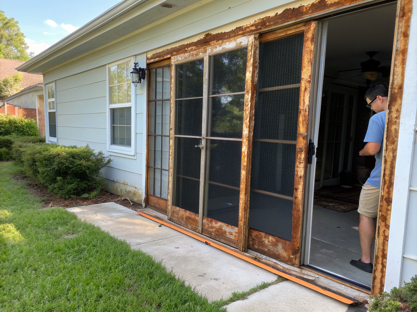 Sliding Screen Door Repair in Pooler - Before